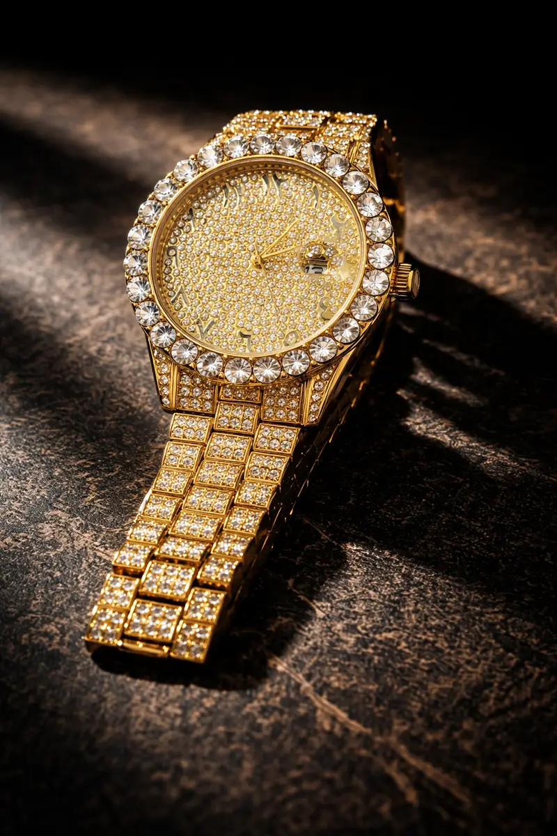 Khrist Golden Analog Stone Studded Watches for Women - Image 1 in Pune